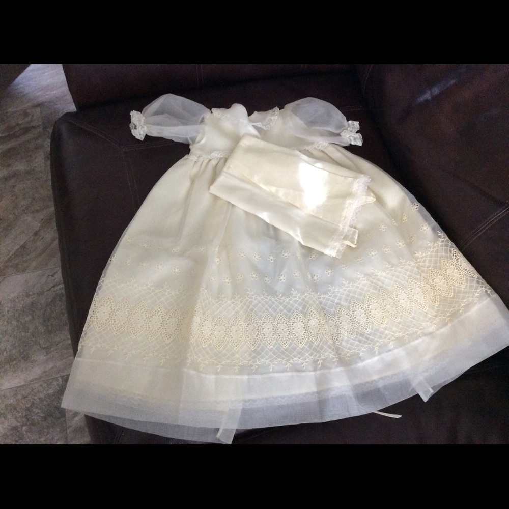 Christening Girl Dress And Slip Vintage